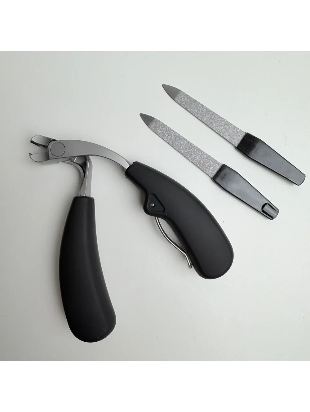 Heavy Duty Toenail Clippers Set Black Wide Jaw Nail Trimmer 2 Nail Files